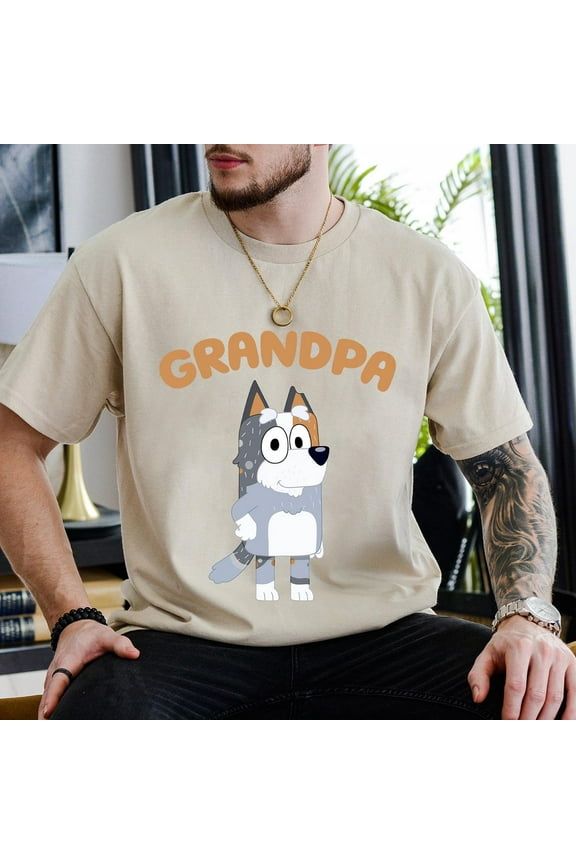 Bluey Grandpa T-shirt, Gift For Dad, Father's Day Shirt,Sand Color,Size XL