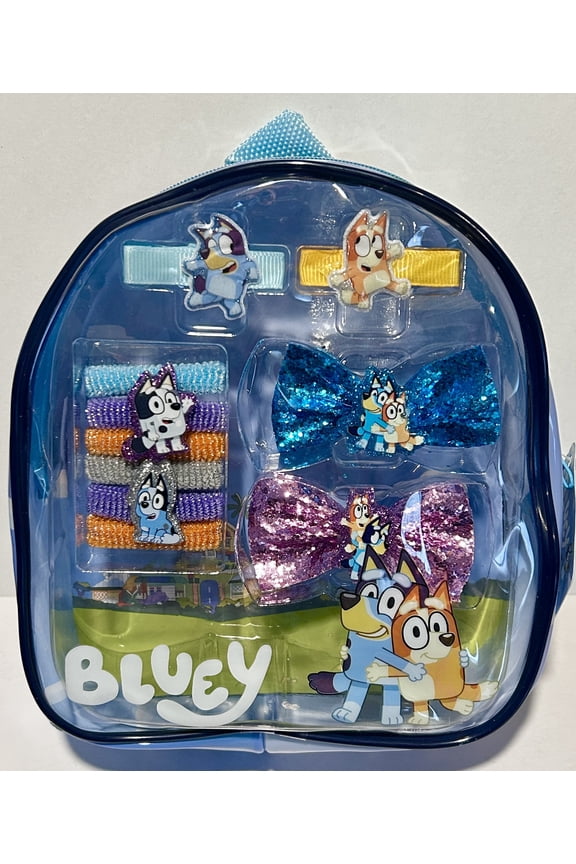 Hair Accessory Backpack Kids Fashion Play Set with Hair Clips, Bands & Accessories, Wearable Mini Backpack for Storage and On-the-Go Styling Fun, Officially Licensed Bluey Merchandise