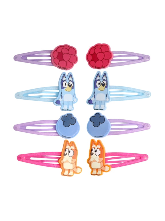 Hair Clips 8-Piece Set Official License, Snap Back Hair Clip, Bluey Accessories