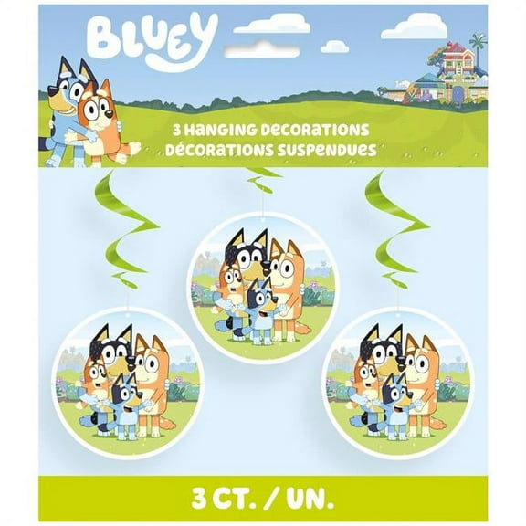 Bluey Hanging Swirl Party Streamers, Multicolor, 3 Pieces