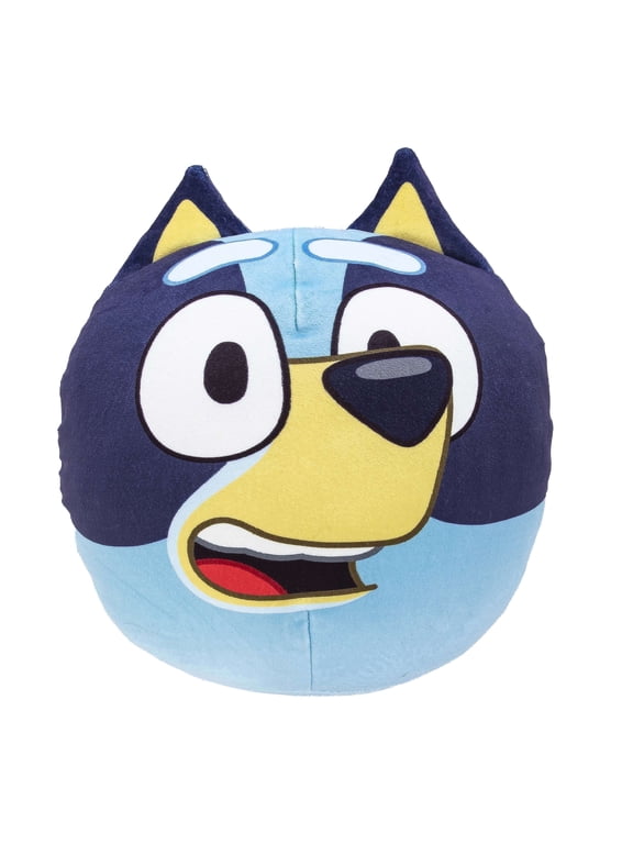 BBC Happy Bluey Round Plush Cloud Pillow, Ultra Soft Plush Entertainment Character Pillow for Kids