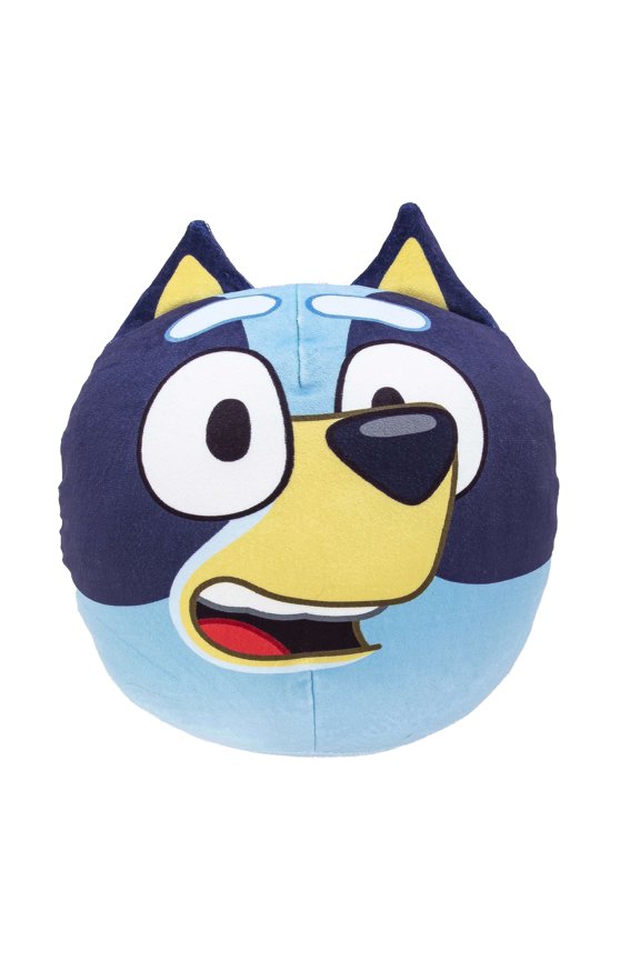 BBC Happy Bluey Round Plush Cloud Pillow, Ultra Soft Plush Entertainment Character Pillow for Kids