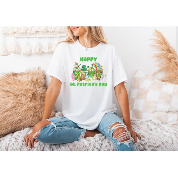 Bluey Happy St. Patrick'S Day Shirt, Family Blue Dog Shirt, Irish Day Gift, Blue Dog St. Patricks Sweatshirt, Cartoon St Patrick'S Day Shirt, Bluey Hoodie