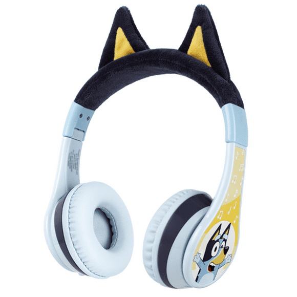 eKids Wireless Headphone for kids, Foldable, with Microphone Includes Aux Cord, Earphones, with Bluey, Disney Princess and Paw Patrol