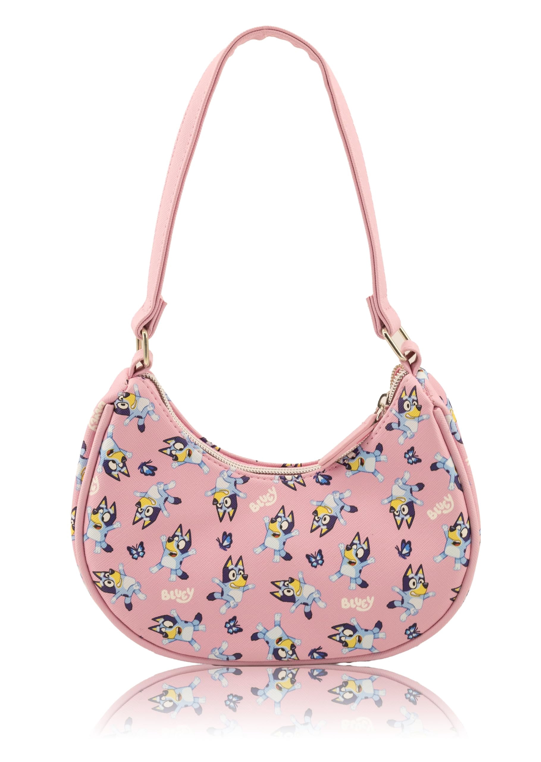 Bluey Hobo Handbag Purse for Girls  Official Crossbody Shoulder Bag with Adjustable Strap  Small PU Leather Toddler Purse, Preschool Handbag, Travel Tote, Everyday Mini Purse for Kids Ages 3+