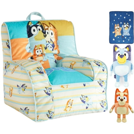 Bluey Holiday Bedroom Kit with (2) Bluey Plush Toys, (1) Bluey In The Dream Throw, (1) Square Bluey Beanbag Chair