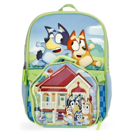 Bluey Home Sweet Home Unisex 17" 2-Piece Backpack & Lunch Set, Blue