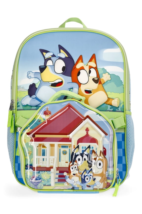 Bluey Home Sweet Home Unisex 17" 2-Piece Backpack & Lunch Set, Blue