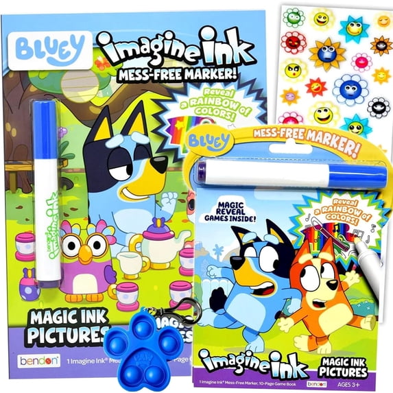 Bendon Bluey Coloring Book Set, Bundle of 2 Imagine Ink Books with ...