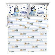 Bluey In The Dream 4-Piece Queen Sheet Set, Polyester, Blue & White, BBC Studios