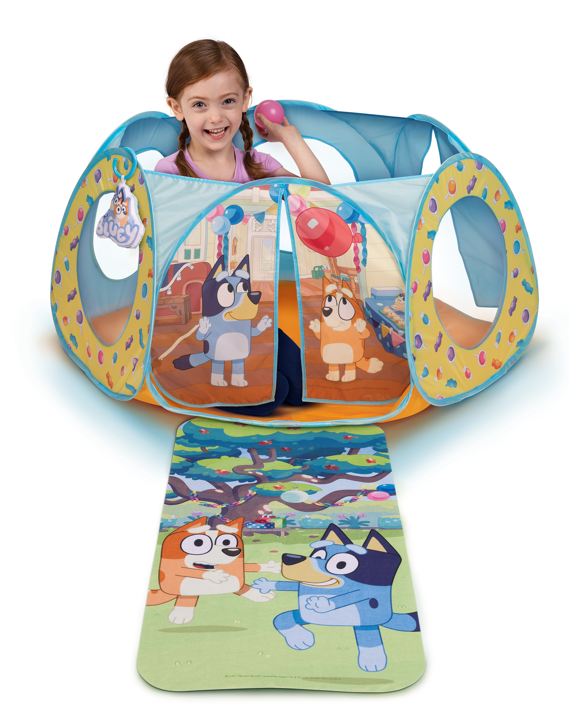 Bluey Indoor Ball Pit Arena with Soft Flex Balls and Interactive Mat