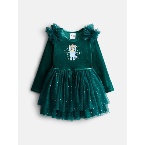 Bluey, Infant & Toddler Girls Holiday Glitter Mesh Ballerina Dress ...