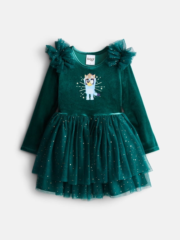 Bluey, Infant & Toddler Girls Holiday Glitter Mesh Ballerina Dress, Sizes: 12M–5T