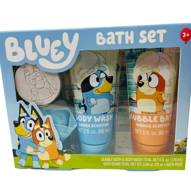 Bluey Kids Bath Set – Bubble Bath, Body Wash & Bath Bomb, 3-Pack ...
