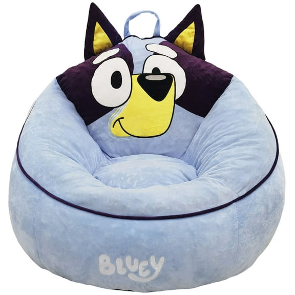 Bluey Kids Compressed Foam Bean Bag Chair, Blue, 24" x 18"