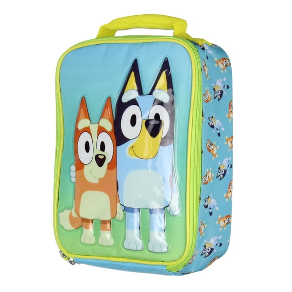 Bluey Kids Lunch Box Bluey And Bingo Raised Character Insulated Lunch Bag Tote For Hot And Cold Food, Drinks, And Snacks 10"