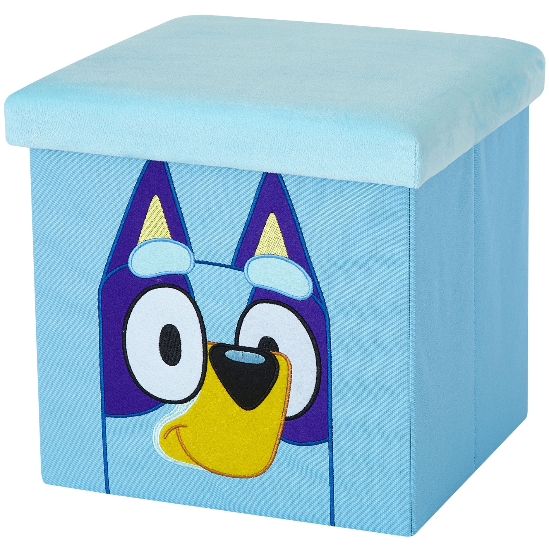 Bluey Kids' Storage Ottoman, Blue, 15" x 15" x 15"