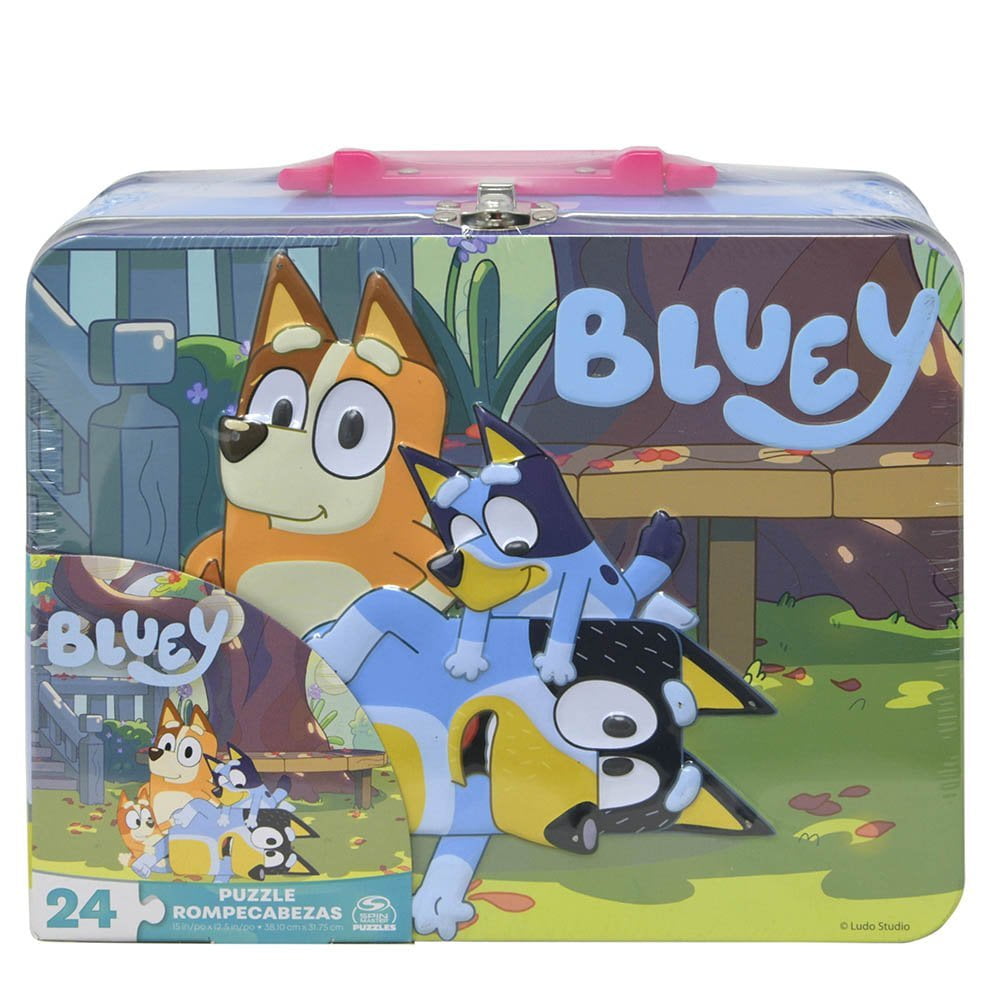 Bluey Large Lunch Tin Box with 24pc puzzle inside & Bluey Imagine Ink