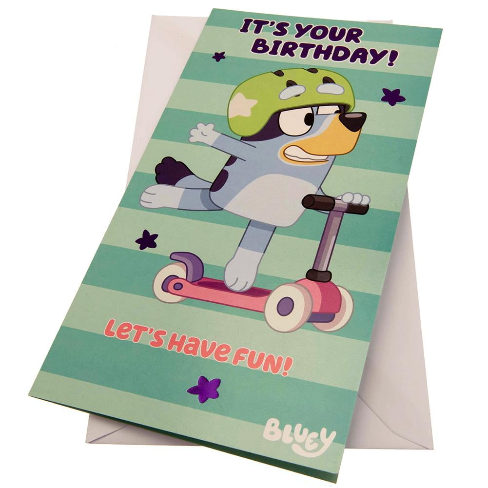 Bluey Let's Have Fun Birthday Card, Size: One size, Green