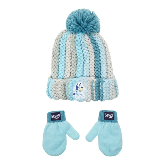 Bluey Licensed Toddler Cold Weather Knit Beanie Hat and Gloves Set, 2