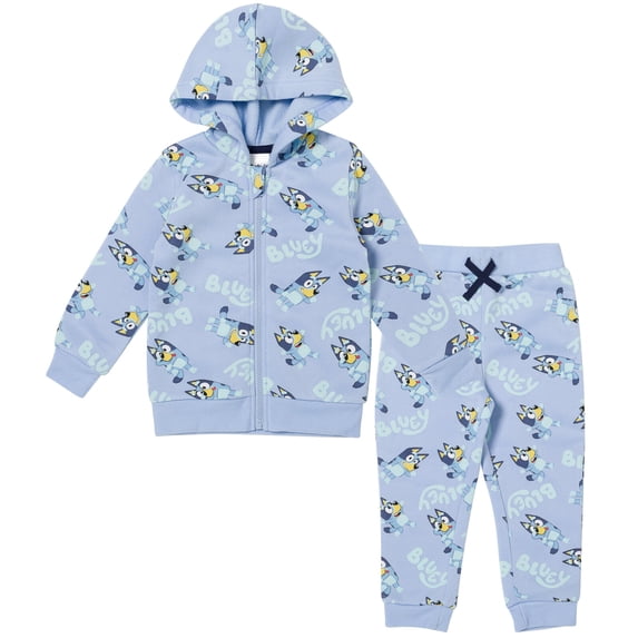 Bluey Little Boys Fleece Zip Up Hoodie and Jogger Pants Set Toddler to Big Kid