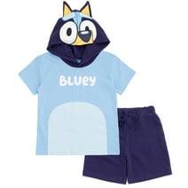Bluey Little Boys Hooded Cosplay T-Shirt and French TerryShorts Outfit Set 7-8