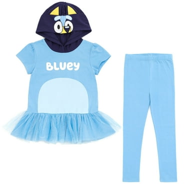 Bluey Little Girls Cosplay T-Shirt Dress and Leggings Outfit Set Toddler to Big Kid
