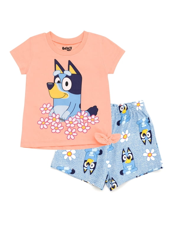 Little Girls T-Shirt and French Terry Shorts Outfit Set Toddler to Little Kid