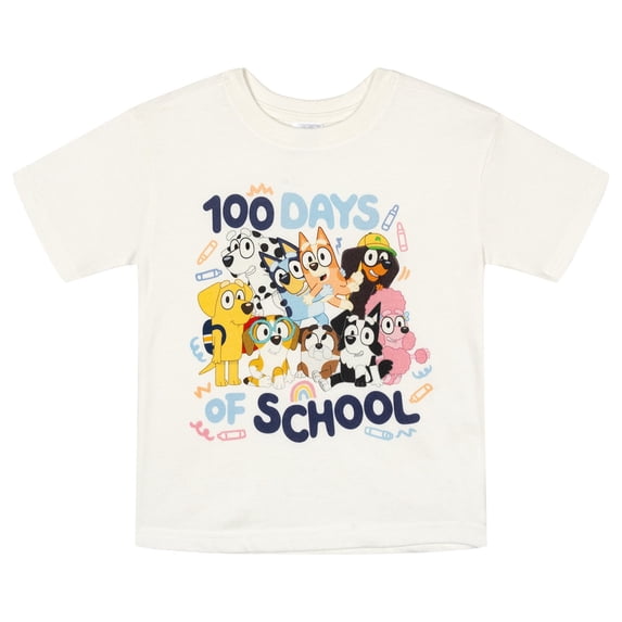 Bluey Little Kids' Boy or Girl Short Sleeve Graphic T-Shirt Tusk Off White