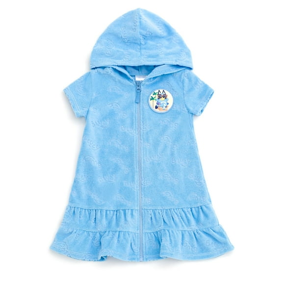 Bluey Loop Terry Cloth Hooded Zip Up Swim Cover Up Toddler to Big Kid
