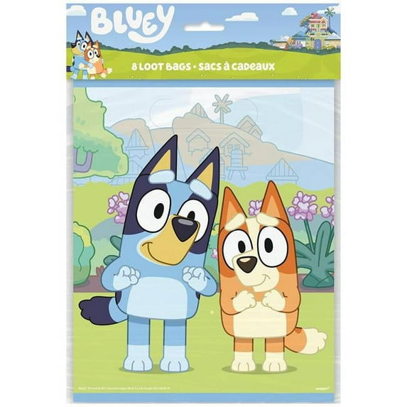 Bluey Loot Favor Bags Plastic 8 Ct Dog Puppy Bingo Family