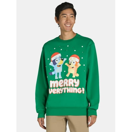 Bluey Men's & Big Men's Light Up Graphic Sweatshirt, Sizes XS-3XL