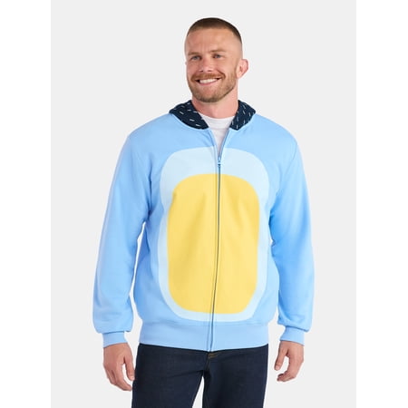 Bluey Men's and Big Men's Bandit Halloween Cosplay Zip Hoodie, Sizes S-3XL