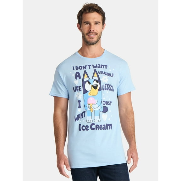 Bluey Men's and Big Men's Life Lesson Graphic Tee with Short Sleeves, Sizes S-3XL