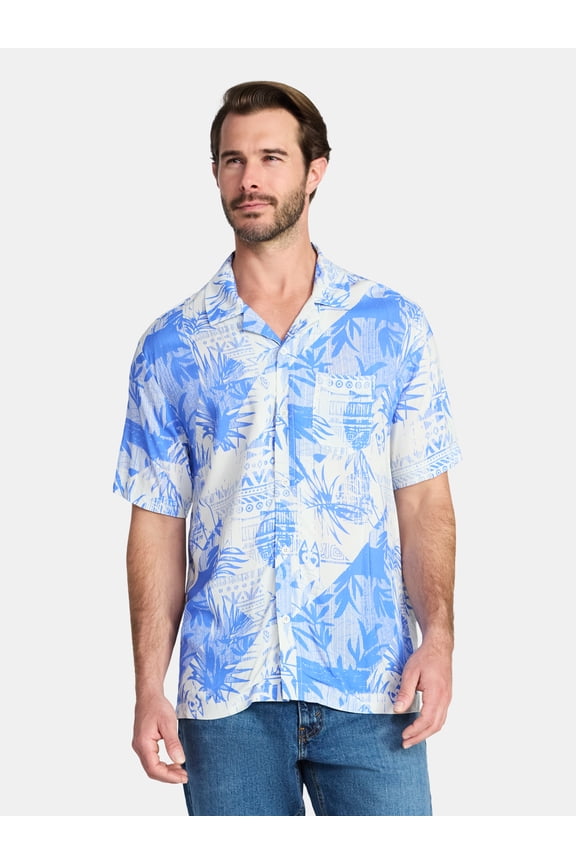Men's and Big Men's Graphic Button-Up Shirt, Sizes XS-5XL