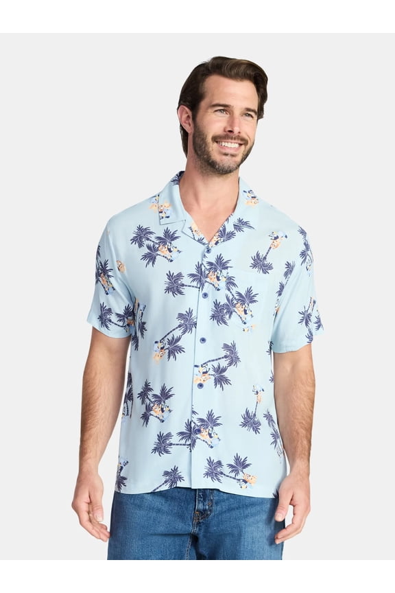 , Men's & Big Men's Graphic Button-Up Shirt, Sizes XS-3XL