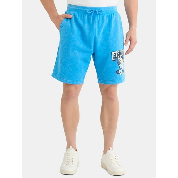 Bluey Men's and Big Men's Graphic Fleece Shorts, 9" Inseam, Sizes XS-3XL