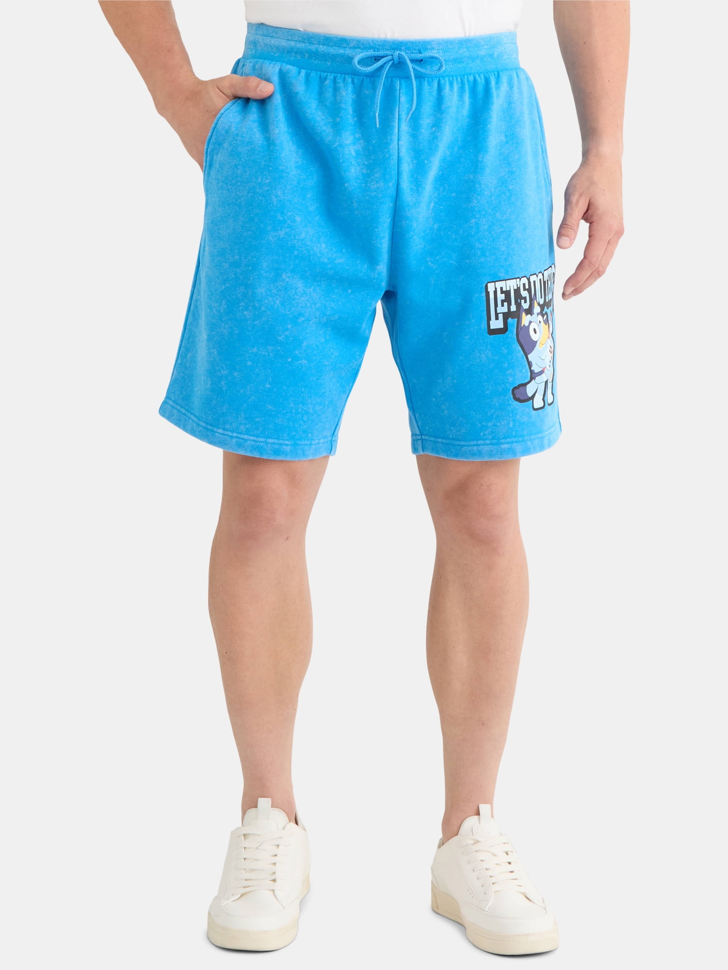 Bluey Men's and Big Men's Graphic Fleece Shorts, 9" Inseam, Sizes XS-3XL