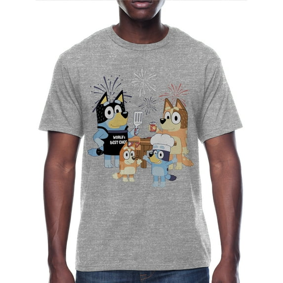 Bluey, Men's & Big Men's Graphic Tee Shirt, BBQ Americana Patriotic July 4th, Sizes XS-3XL