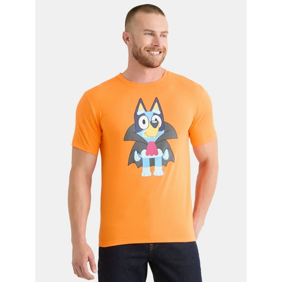 Bluey Men’s and Big Men's Halloween Graphic Tee with Short Sleeves, Sizes XS-3XL