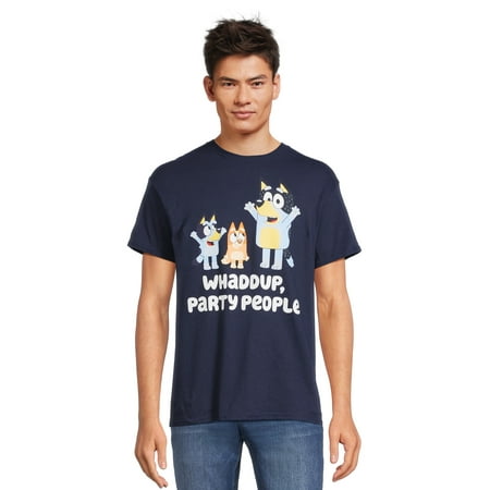 Bluey Men's & Big Men's Party People Graphic Tee, Sizes S-3XL