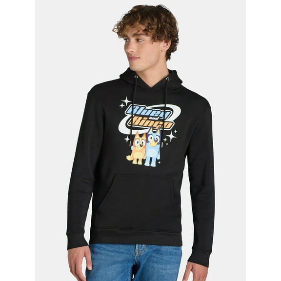 Bluey Men's & Big Men's Y2K Graphic Hoodie Sweatshirt, Sizes S-3XL
