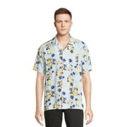 Bluey Men’s Hawaiian Print Button-Up Shirt with Short Sleeves, Sizes XS-3XL