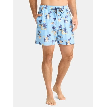 Bluey Men's and Big Men's Tropical Graphic Swim Shorts, Sizes S-3XL