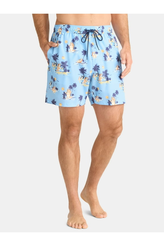 Men's and Big Men's Tropical Graphic Swim Shorts, Sizes S-3XL