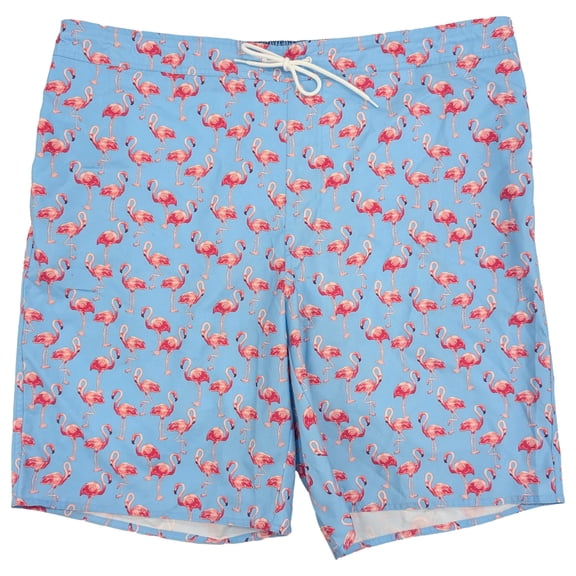 St. John's Bay Tall Mens Blue Flamingo AOP Swim Shorts 11" Inseam 3XLT