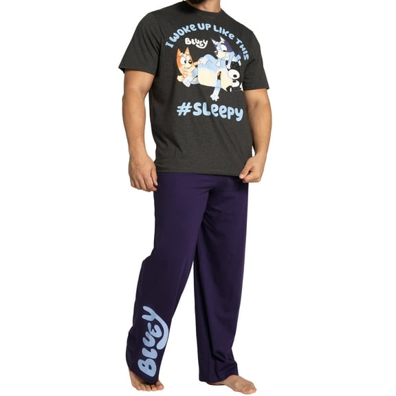Bluey Mens Pajamas Blue Sizes Small To XX-Large