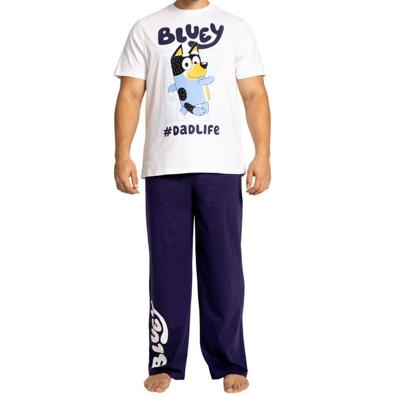 Bluey Mens Pajamas Blue Sizes Small To XX-Large