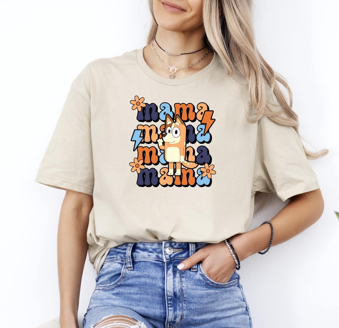 Mama Color:blue Bluey Mother's Day T-Shirt, Bluey and Chilli T Shirt, New Mom Shirt ...