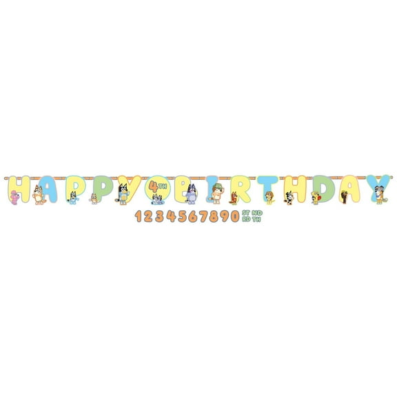 Bluey Multicolor Jumbo Add An Age Paper Letter Banner - 10" x 10.5' (Pack Of 1) - Perfect For Birthday Parties & Celebrations